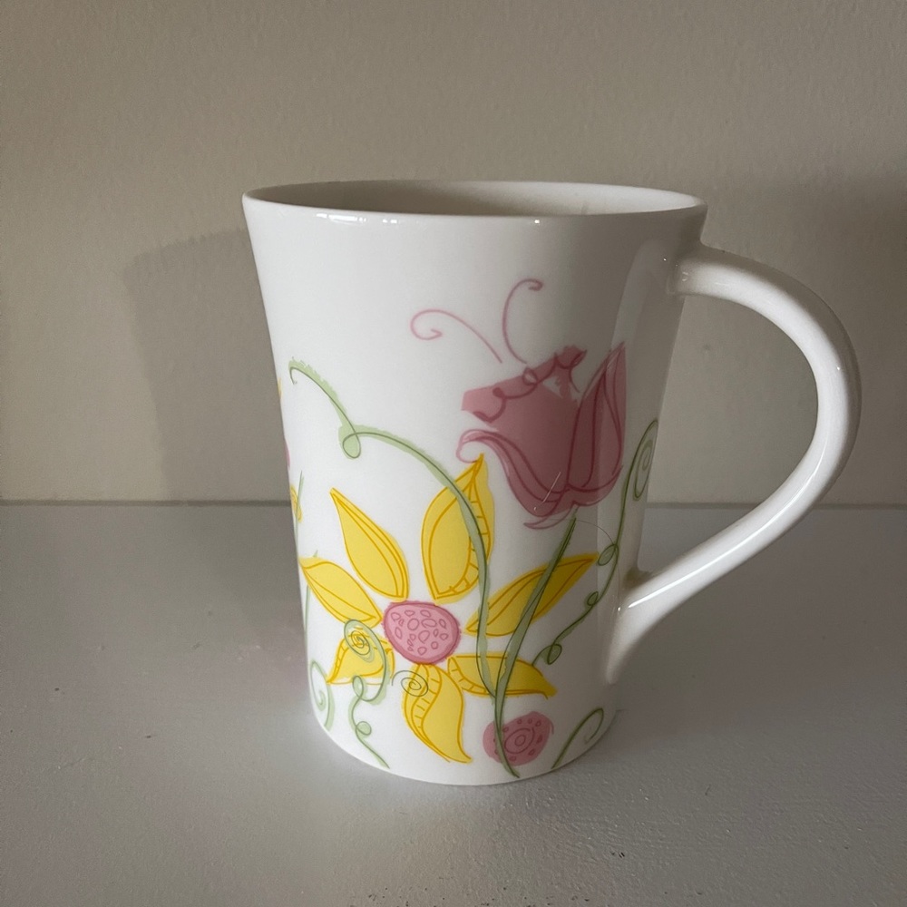 Spring Flowers Starbucks Coffee Mug / Tea Cup with Flower Coaster from 2006 NWOT